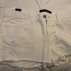 J Brand Distressed Mini White Jean Denim Short